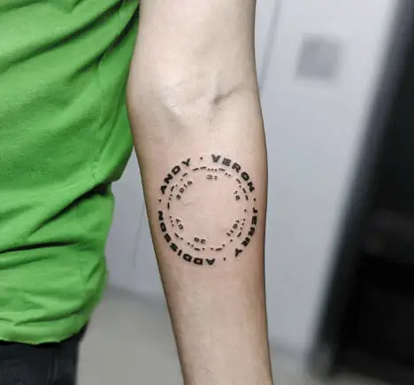 Family Members And Numbers With Morse Code Tattoo