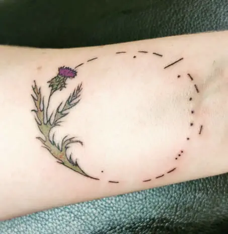 Thistle With My Person Morse Code Tattoo